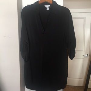 Button-up satin-like tunic/shirt dress